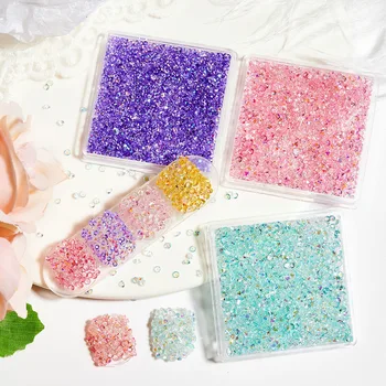 1 Коробка блестящих стеклянных бусин для ногтей Rhinestone 3D Crystal AB Flatback Micro Caviar Beads DIY Крошечные мини-драгоценные камни, блестящие украшения для ногтей