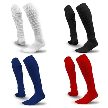 1 пара расчесанных хлопчатобумажных футбольных носков с подкладкой для лодыжек, 4 цветных спортивных носков для регби, сверхдлинных, впитывающих пот