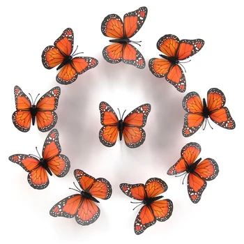 10шт 4,72-дюймовые декоративные наклейки с бабочками-монархами, искусственные бабочки для рукоделия, декор стен в виде искусственных бабочек, 3d домашний декор