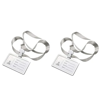 2 Горизонтальных держателя для удостоверений личности из алюминиевого сплава с горловиной на шнурке Для женщин И мужчин, Держателей деловых рабочих карточек