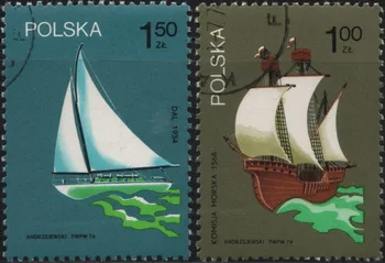 2 шт./компл. почтовых марок Польши с маркировкой водного транспорта, парусника, почтовых марок для коллекционирования