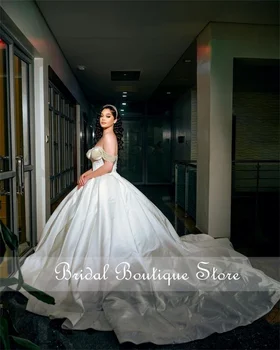 2023 Бальное Платье Роскошные Свадебные Платья Невесты Платья С Открытыми Плечами Изысканный Бисерный Жемчуг Vestidos De Novia Корсетный Стиль Сзади