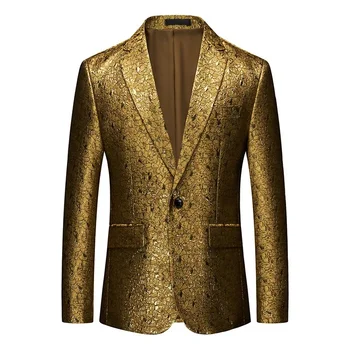 2023 Деловой модный повседневный костюм на одной пуговице корейского кроя, золотое повседневное пальто