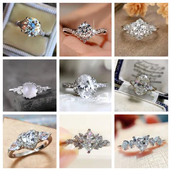 2024 Новое Блестящее Высококачественное кольцо с камнем Мозанг для женской свадьбы, Элегантный Подарок на Годовщину, Блестящие ювелирные изделия Оптом