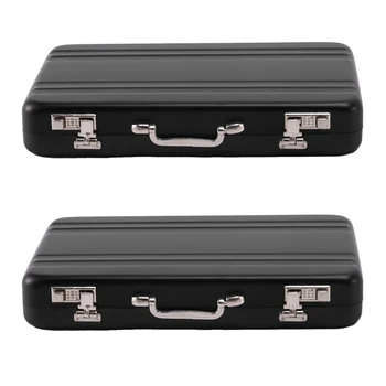 2X алюминиевый ящик для паролей, футляр для карточек, мини-чемодан, портфель для паролей, черный