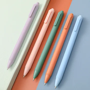 2шт 0,5 мм Macaron Color Press Pen Гелевая ручка для студенческого экзамена, черная перьевая ручка для учебы, канцелярские принадлежности для школы