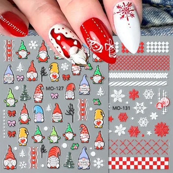 3d Рождественская Наклейка Для Дизайна Ногтей Красный Санта Снежинка Лось Пингвин Рельефные Наклейки Зимняя Наклейка Слайдер Новогоднее Украшение Для Маникюра