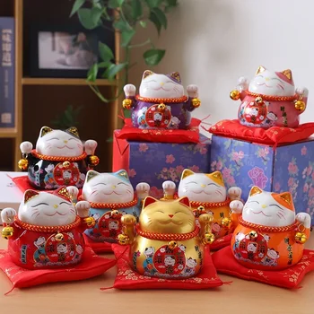 4,5-дюймовый Керамический Денежный ящик Lucky Cat, копилка для кошек цвета Фортуны, украшение для дома, подарок по фен-шуй, Орнамент