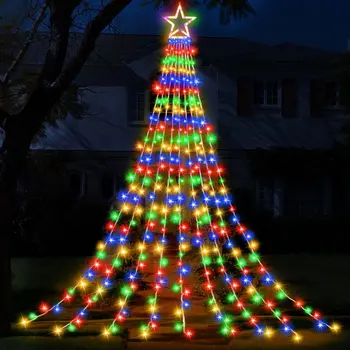 9X3,5 М Рождественский Водопадный Свет 350 LED Водонепроницаемый Рождественская Елка Сосулька Свет Звезда Топпер Сказочный Свет для Праздничной Вечеринки Декор