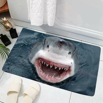 CLOOCL Shark 3D Печатный Передний Коврик Для Пола Крытый Открытый Прямоугольный Коврик для Ванной Комнаты Кухни Гостиной Впитывающий Коврик для Пола