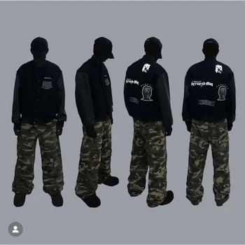 Fasion 
 Кожаная панель GRAILZ/PROJECT Maoni с вышитыми буквами, бейсбольная куртка, Черный SML в стиле хип-хоп