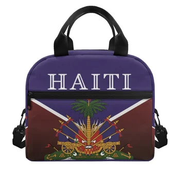 FORUDESIGNS Креативная печать флага Гаити, Термосумки-холодильники для детских школьных обедов, Походные сумки-холодильники для путешествий, Легкие