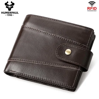 HUMERPAUL натуральная кожа RFID Винтаж мужчины кошелек с монета карман первый слой кожаный клатч сумка буклетов держатели карты сумочка