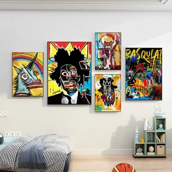 J-Jean-Michel B-Basquiat Художественный Плакат Самоклеящийся Художественный Плакат Ретро Наклейка Из Крафт-Бумаги DIY Room Bar Cafe Винтажный Декоративный