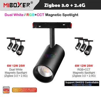 Miboxer Zigbee 3.0 2.4G Пульт Дистанционного Управления 6 Вт 12 Вт 25 Вт Светодиодный Магнитный Прожектор smart RGBCCT / Двойной Белый CCT Потолочный светильник 48V Tracklamp
