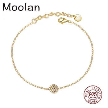 Moolan Изысканный Сверкающий браслет в виде звездного диска из стерлингового серебра s925 Пробы с кубическим цирконием, модные женские украшения в подарок