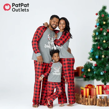 PatPat/ Одинаковые комплекты для семьи, Рождественские костюмы, Семейный образ, Одежда для мамы и дочки, пижамы с оленями, Огнестойкие