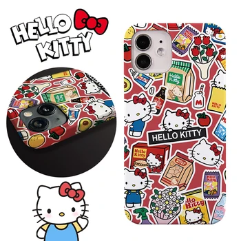 Sanrio Hello Kitty Мультяшный Чехол Для Телефона iPhone 11 12 Pro Max 13 14 Promax XS XR XSmax Женская Жесткая Задняя Крышка Телефона Модный Подарок