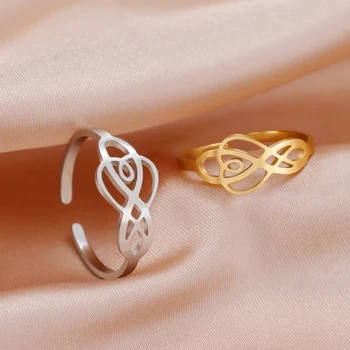 Skyrim, Винтажное кольцо с узлом Irish Celtics, Женское кольцо из нержавеющей стали Золотого цвета, Геометрические Открытые кольца на палец, Ювелирные изделия-Амулеты, Свадебный подарок