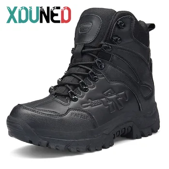 XDUNED/ Мужские Военные ботинки, Походные ботинки на открытом воздухе, Нескользящие резиновые Сапоги, Тактические Армейские ботинки для Пустыни, Армейская Рабочая Обувь, Мужские Кроссовки