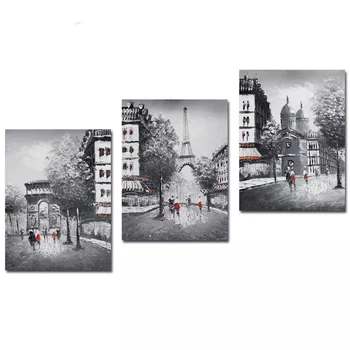 Алмазная вышивка Триптих Белая Черная Настенная живопись для гостиной Париж 5D Алмазная живопись Европейский вид на улицу 3PanelZP-4558