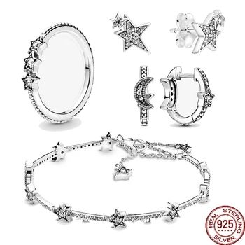 Бестселлер из стерлингового серебра 925 пробы модный шарм звездный браслет star series ювелирные изделия подходят к оригинальным изысканным бусам DIY женские подарки