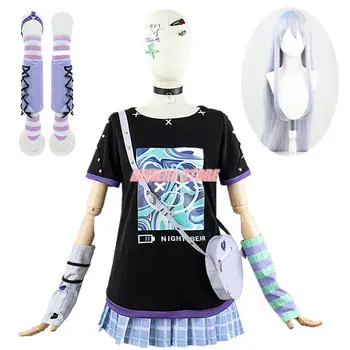 В 25:00 В Nightcord Yoisaki Kanade косплей костюм Project Sekai Красочная сцена! VTuber K Летняя Короткая юбка Комплект Парик Ролевая игра
