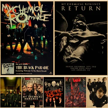 Винтажный Классический Ностальгический плакат My Chemical Romance Band Плакаты из крафт-бумаги Домашняя комната Бар Кафе Матовый декор Художественная Роспись стен