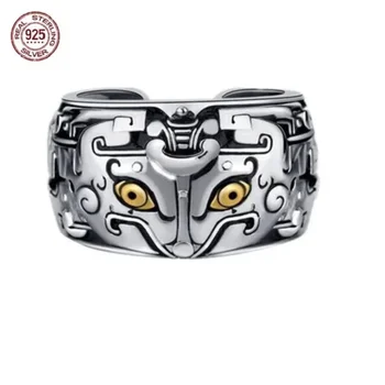 Властное винтажное кольцо обжоры из стерлингового серебра S925 пробы для мужчин и женщин, пары, ювелирные изделия с открытым кольцом, подарок