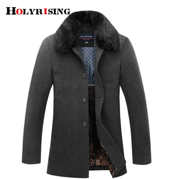 Высококачественная парка зима-осень собственного дизайна с утолщенным шерстяным меховым воротником, разборное пальто делового человека M-4Xl размера HOLYRISING