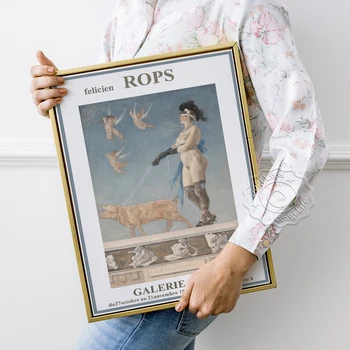 Выставочный Музейный Плакат Фелисьена Ропса, Винтажная Настенная Картина La Dame Au Cochon, Порнократы, Художественные Принты Гуашью И Акварелью, Декор