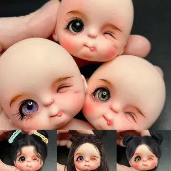 Голова куклы 1/8 с макияжем для тела, Милая мигающая кукла, макияж для девочки, голова куклы с 3D разноцветными глазами