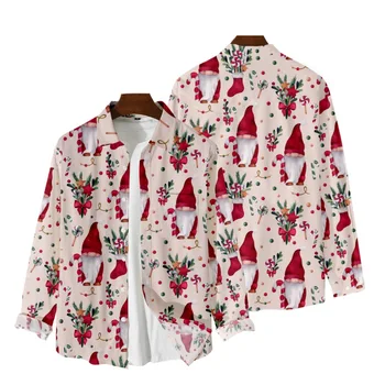 Горячий Рождественский узор 2021, Свободный тренд, Harajuku, Повседневный кардиган с длинными рукавами на больших пуговицах, мужская рубашка 2