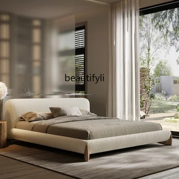 Двуспальная кровать татами в японском стиле, минималистичная главная спальня, мягкая подушка, кровать из овечьей шерсти, предметы домашнего обихода, принадлежности для спальни