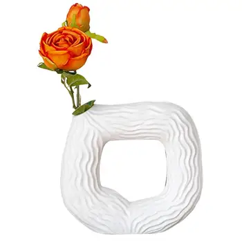 Декоративная ваза Белые вазы для декора Квадратный дизайн Керамический декор в стиле бохо для гостиной Современный домашний декор Современная ваза для ужина