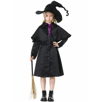Детский Пурим, Хэллоуин, Фокусник, костюм Колдуна, Чернокнижника, Косплей Ведьмы для девочек, детские праздничные костюмы, Маскарадный костюм