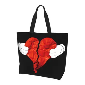 Женская сумка через плечо Kanye West Heart в стиле хип-хоп 40x50 см, сумка-тоут, сумка для покупок, Удобная книга для путешествий, Пользовательский логотип