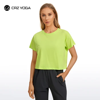 Женские хлопковые топы для тренировок CRZ Yoga Pima, футболки для бега с коротким рукавом, повседневные спортивные футболки