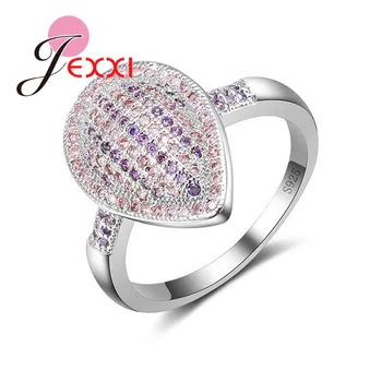 Классические кольца из стерлингового серебра 925 пробы для женщин в форме сердца с фианитами Обручальные кольца для новобрачных Любовные кольца Femme Bijoux