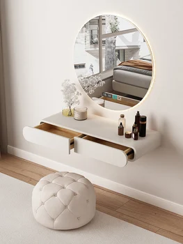 Круглый зеркальный комод, спальный столик, современный простой подвесной настенный туалетный столик