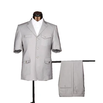 Летний блейзер с коротким рукавом 2023, дизайн мужской офисной униформы, фабрика одежды, модные костюмы для мужчин, поставка костюмов сафари