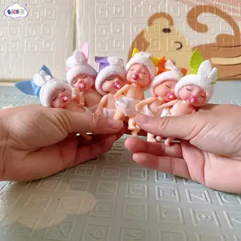 Милые мультяшные Спящие куклы-эльфы с имитацией Кролика с подвижными руками и ногами, миниатюрные аксессуары для кукольного домика