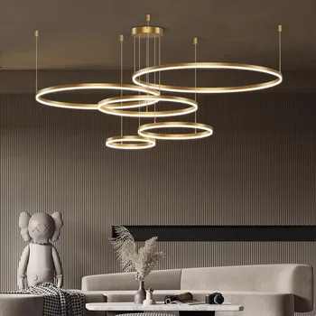 Минималистичное освещение, Люстра в скандинавском стиле для гостиной, современный Атмосферный Дизайнерский Круглый светильник для холла, Художественная лампа для спальни, домашний декор