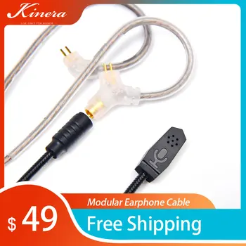 Модульный кабель для наушников Kinera Gramr Микрофон (3,5 мм + 4,4 мм) OFC Посеребренный 0,78 2pin / MMCX Разъем Кабель для игровой гарнитуры
