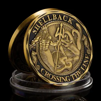 Монета US Challenge Shellback Crossing The Line Сувенир Коллекционный Подарок Военная Монета С Покрытием Памятная Монета