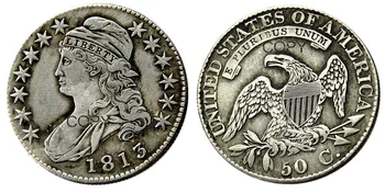 Монета-копия в полдоллара с серебряным покрытием в виде бюста 1813-1824 годов выпуска.