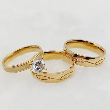 набор обручальных колец 3шт для пары, Ювелирные изделия из 24-каратного золота с бриллиантами cz, подарок для влюбленных на годовщину свадьбы