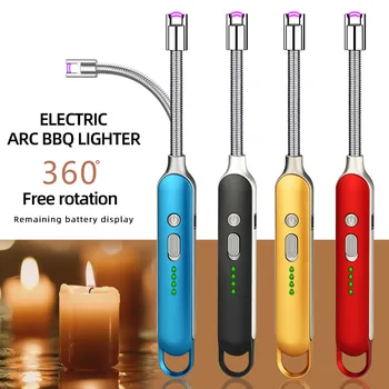 Новая кухонная Свеча для барбекю USB-зажигалка для зарядки Наружная Ветрозащитная Однодуговая Беспламенная Импульсная Металлическая зажигалка Мужские Элитные Подарки