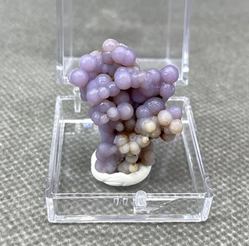 НОВИНКА! 100% натуральный виноградный агат, образцы минералов, камни и кристаллы, целебные кристаллы, кварцевые драгоценные камни (размер коробки 3,4 см)