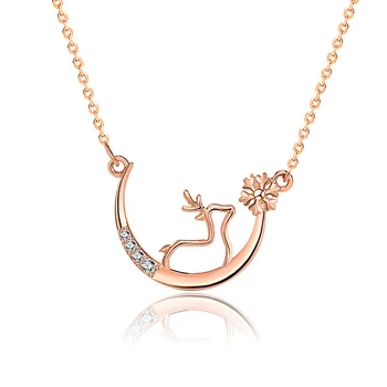 Ожерелье из стерлингового серебра S925 пробы, милая романтическая женская цепочка с луной на ключице, ювелирный кулон